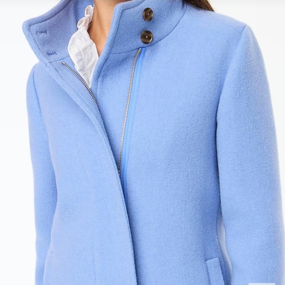 J Crew Wool Blend Button-neck city coat Size 6 Blue - Picture 2 of 10